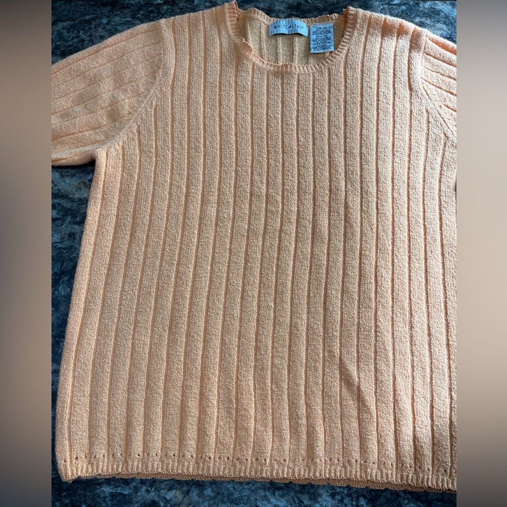 Women’s Short sleeve Orange Ribbed Sweater